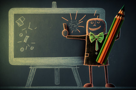 Happy teacher's day greeting card. Education and learning, school curriculum, teacher, professor, Creative banner poster. The way of the future. academic.の素材