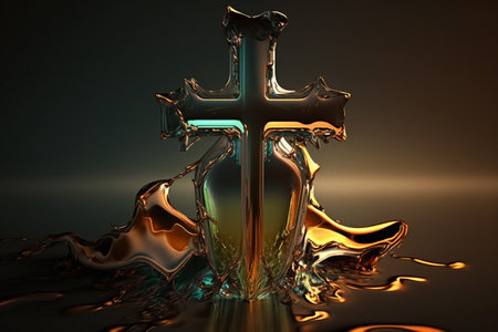 cross of christian religion. orthodoxy and catholicism divine symbols in shape of cross, Jesus Christ and God, faith sign. Church and pray, religion and resurrection, believe theme.の素材