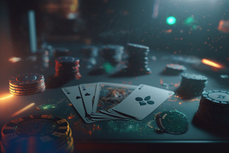 Banner for online casino, Texas club poker, poker, Las Vegas, gambling industry. Banner for App, mobile, desktop, tablet. Casino market, developers, concept virtual casino poker onlineの素材