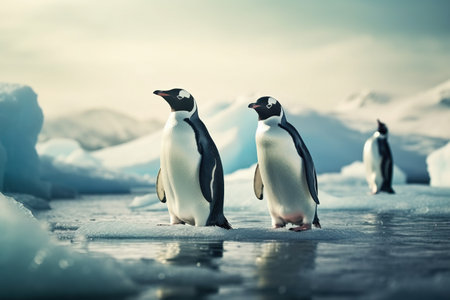 Melting glaciers, floods, icebergs of the North Pole. Global warming of the weather climate. A common problem. Save and protect planet earth, importance and necessity, ecologyの素材