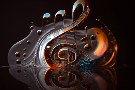 The concept of an eternal theme about the eternity of music. Musical instruments, good mood, ascended aspiration, action, treble clef, sheet music. high quality 3d illustrationの素材
