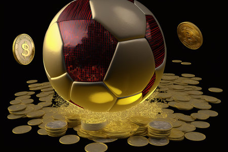 Online casino layout concept, playing cards, dice chips. Online poker, roulette, sports betting, soccer. Vegas Gambling. slot machine. creative decorationsの素材