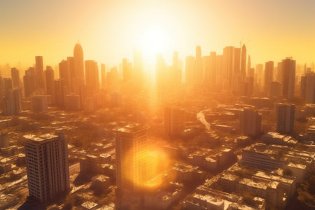 Hot weather, summer, intense heat. Bright sun, heat waves, global warming. Burning sun, dangerous heat, high temperature. Problem of modern time period. future thinkingの素材