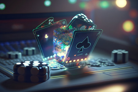 Banner for online casino, Texas club poker, poker, Las Vegas, gambling industry. Banner for App, mobile, desktop, tablet. Casino market, developers, concept virtual casino poker onlineの素材