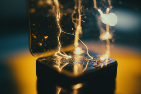 electrical connection. Energy infrastructure, supply distribution of energy, , transmission, high voltage supply, plasma power, High power electricity poles in urban area connected to smart gridの素材