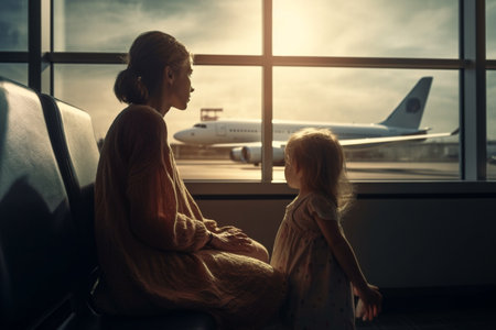Waiting to board the plane. Terminal. airport. Air station transportation of passengers, flight, airplane. aircraft performing international transportation, departure lounge areaの素材