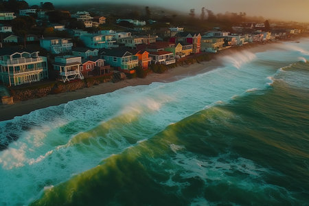 Melting glaciers, floods, icebergs of the North Pole. Global warming of the weather climate. A common problem. Save and protect planet earth, importance and necessity, ecologyの素材