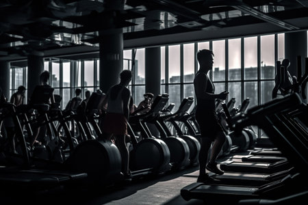 exercising in the sport gym, workout exercise training in fitness for body strong and fit, bodybuilding and healthy lifestyle people. doing exercise. sports club. Dumbbell exerciseの素材