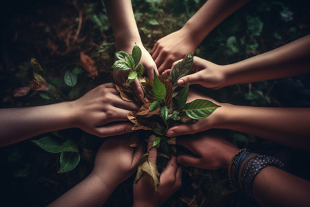 World Environment Day. conservation of nature. Responsibility for the development of the planet, pollution, salvation is in our human hands. Ecology, earth day, globe, natureの素材