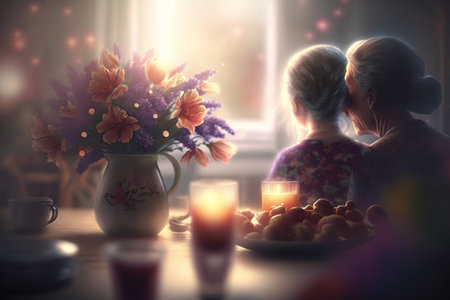 Happy mother's day. One of the most important events, the relationship between parents and their children, care and responsibility, love and devotion, child and adult, pregnancy. mother.の素材