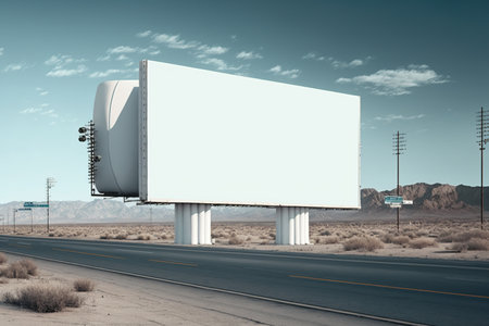 billboards and advertising signs at modern buildings in capital city, future, urbanist, science fiction, advertising banners mocap fantasy Blank marketing display board in modern city.の素材