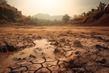 Drought, the problem of the future of the planet, water scarcity, heat, global warming. Effects of climate change such as desertification and droughts, arid, dehydrated, dead treesの素材