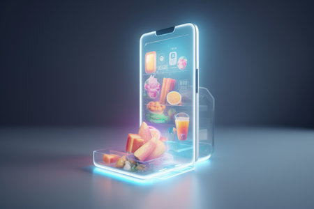 Mobile app and e-commerce shopping, Online shopping, Fashion Buying groceries online shopping cart, groceries on smartphone, online shopping technology digital payment from mobile phoneの素材