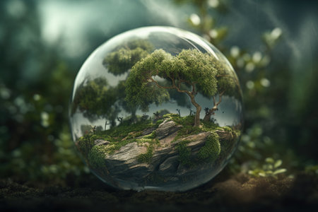 World Environment Day. conservation of nature. Responsibility for the development of the planet, pollution, salvation is in our human hands. Ecology, earth day, globe, natureの素材