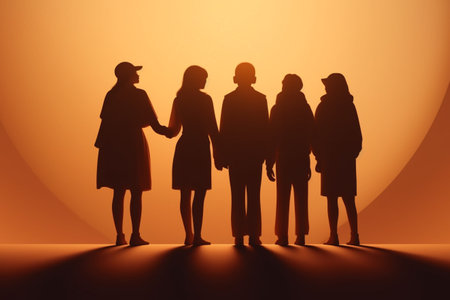 World friendship day, Support, help and youth community concept, Friendly and reciprocal attitudes, support for each other, respect, encouragement, group, smiley company, care enjoyment.の素材