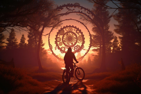 world bike day. Celebration happy globe riding world. June 3. Go Green Save Environment. fresh air, energy of nature, relaxation, freedom. Active healthy lifestyle.の素材