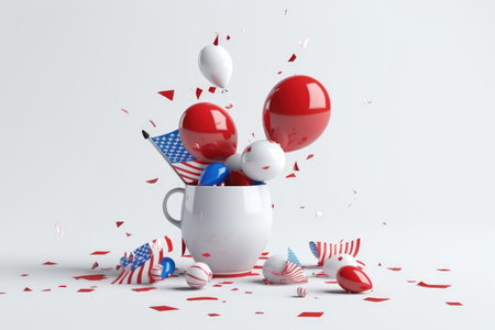 Happy 4th of July - Independence Day, USA flag. A day of independence, pride, patriotism, freedom and equality. America. US Declaration of Independence was adopted. federal holidaysの素材