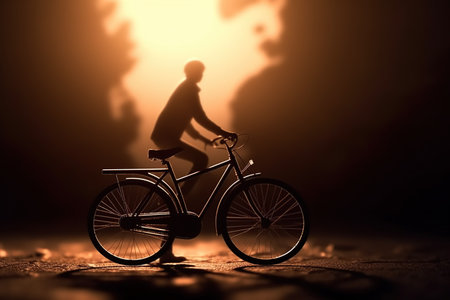 world bike day. Celebration happy globe riding world. June 3. Go Green Save Environment. fresh air, energy of nature, relaxation, freedom. Active healthy lifestyle.の素材