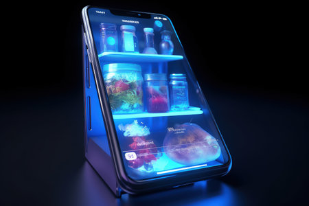 Mobile app and e-commerce shopping, Online shopping, Fashion Buying groceries online shopping cart, groceries on smartphone, online shopping technology digital payment from mobile phoneの素材