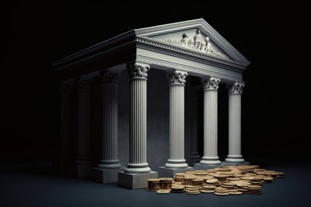 Finance, banking concept. Financial services, ATM, money turnover, investment and storage of funds in cash and vaults of the bank. successful investment, productivity business.の素材