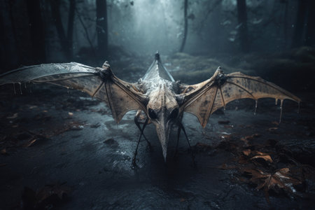 Dinosaurs. Extinct species of animals. Big strong toothy predators. Jurassic period. triceratops, T-rex, brontosaurus, pterodactyl stegosaurus pteranodon ceratosaurus, reptile.の素材