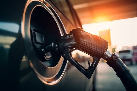 Petrol is a combustible mixture, gasoline oil, motor fuel, diesel engine, Liquid viscous mixture, flammable gas. Black gold.の素材