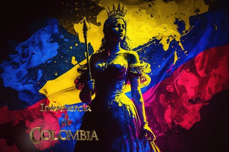 Independencia de Colombia, Colombia national day, independence holiday, banner poster postcard, patriotism, pride, authenticity official symbols and colors, July 20, backgroundの素材