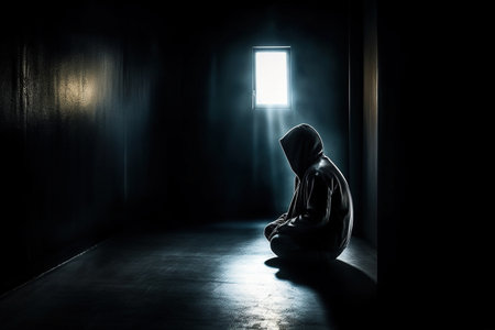 Loneliness. Empty mind and thoughts, social problem abandonment, stressful situation, depression, disorders. Psychological help need, No one wants to be alone, abandoned, left behindの素材