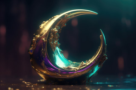 Happy islamic new year. new lunar Hijri year, with crescent, gold podium, arabic lantern mosque, 1440. Creative photo, poster or banner, greeting card, copy space. Moonの素材