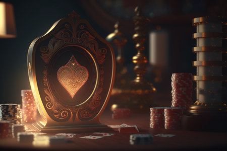 Banner for online casino, Texas club poker, poker, Las Vegas, gambling industry. Banner for App, mobile, desktop, tablet. Casino market, developers, concept virtual casino poker online. Generative AIの素材