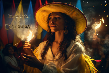 Independencia de Colombia, Colombia national day, independence holiday, banner poster postcard, patriotism, pride, authenticity official symbols and colors, July 20, backgroundの素材
