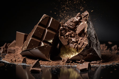 World Chocolate Day. Sweet and tasty snack, dark and white chocolate, candy bar, banner card. Candy Sweetly Creative and amazing picture. Cacaoの素材