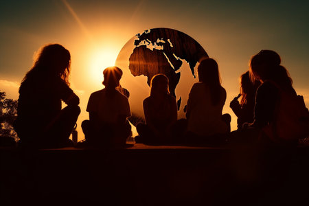 World friendship day, Support, help and youth community concept, Friendly and reciprocal attitudes, support for each other, respect, encouragement, group, smiley company, care enjoyment.の素材