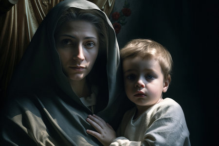 Virgen del Carmen, Blessed Virgin Mary, Our Lady Nossa Senhora do Carmo, mother of God in the Catholic religion, Madonna, religion faith Christianity Jesus Christ, saints holyの素材