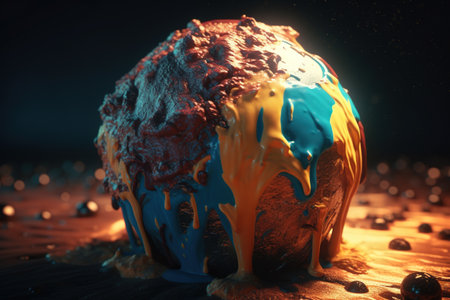 Apocalypse, fire and melting of planet earth. Global warming of the weather climate. A common problem. Save and protect planet earth, importance and necessity, ecologyの素材