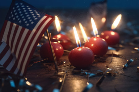 Happy 4th of July - Independence Day, USA flag. A day of independence, pride, patriotism, freedom and equality. America. US Declaration of Independence was adopted. federal holidaysの素材