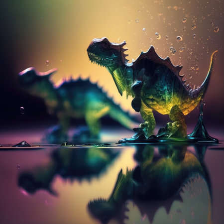 Dinosaurs. Extinct species of animals. Big strong toothy predators. Jurassic period. triceratops, T-rex, brontosaurus, pterodactyl stegosaurus pteranodon ceratosaurus, reptile.の素材