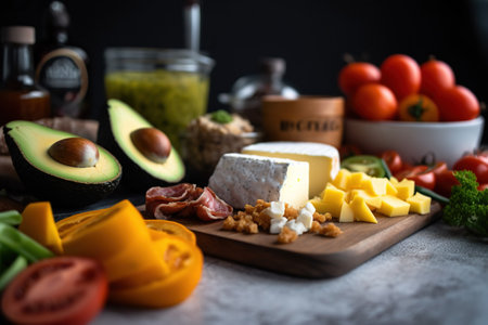 Principles and rules of a healthy lifestyle with proper nutrition, balanced , diet, vegetarian, vegetables fruits keto , ketosis ketones, Ketogenic diet, food low carbs products anti-ageの素材