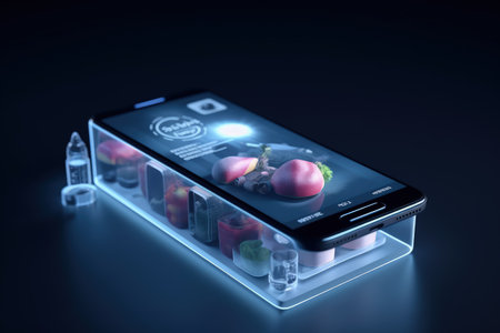 Mobile app and e-commerce shopping, Online shopping, Fashion Buying groceries online shopping cart, groceries on smartphone, online shopping technology digital payment from mobile phoneの素材