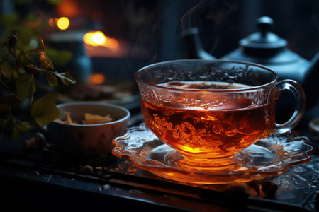 Tea is a beverage obtained by boiling, brewing, infusing the leaf of a tea bush. Black green floral herbal. Leisure, health properties, therapeutic midditya. fruityberry. Organic refreshing drinkの素材