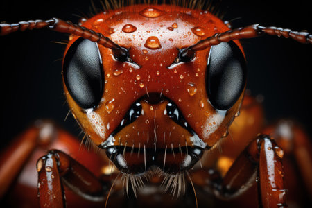 Ant, family of insects of the superfamily of ants, of the order Hymenoptera..Insects, nature's forest defenders, macrofauna, macro photographyの素材