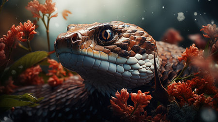 Snakes Serpentes are a suborder of the class of reptiles of the Scalyidae division venomous creature predator, fearsome and beautiful dangerous scales and skinの素材