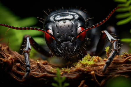 Ant, family of insects of the superfamily of ants, of the order Hymenoptera..Insects, nature's forest defenders, macrofauna, macro photographyの素材