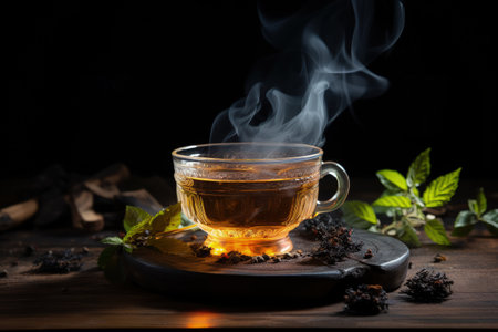 Tea is a beverage obtained by boiling, brewing, infusing the leaf of a tea bush. Black green floral herbal. Leisure, health properties, therapeutic midditya. fruityberry. Organic refreshing drinkの素材