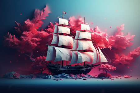 Columbus Day, Celebration commemorating the anniversary of Columbus arrival in America, which occurred on October 12, 1492, discovery of land, festival celebration, USAの素材