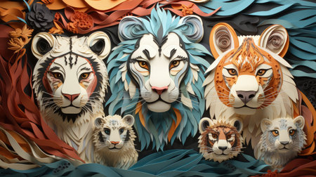 World animal day, International Day of Action for Animal Rights and Welfare, Paper animals, colorfulness, pay attention to animal problems, population, world wildlife, wild animalsの素材