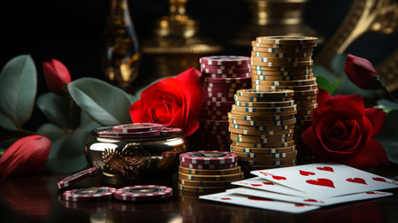 Casino cards roulette, gambling, nightlife, online casino, virtual poker, Texas Hold'em poker, karts gambling games, get lucky, gambling background banner tokensの素材