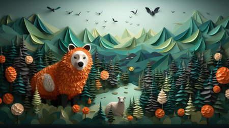 World animal day, International Day of Action for Animal Rights and Welfare, Paper animals, colorfulness, pay attention to animal problems, population, world wildlife, wild animalsの素材
