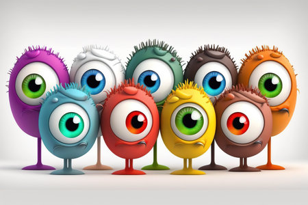 eyes. Cute cartoon healthy human anatomy internal organ character set with brain lung intestine heart kidney liver and stomach mascots. parts of living body organs in animated formの素材