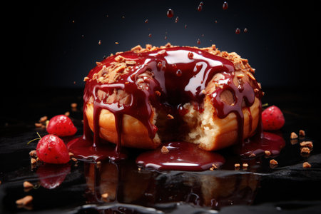 Donuts, delicious and sweet baked goods food, tasty, caloric, fast food obesity, dough products fried in oil deep-fried baked goods sweet dust jam jam candy chocolate chocolate powdered sugarの素材